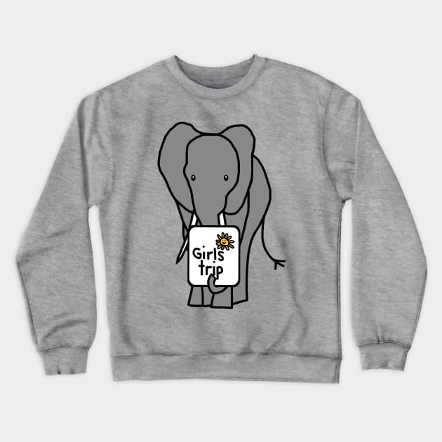 Grey Elephant goes on Girls Trip Crewneck Sweatshirt by ellenhenryart